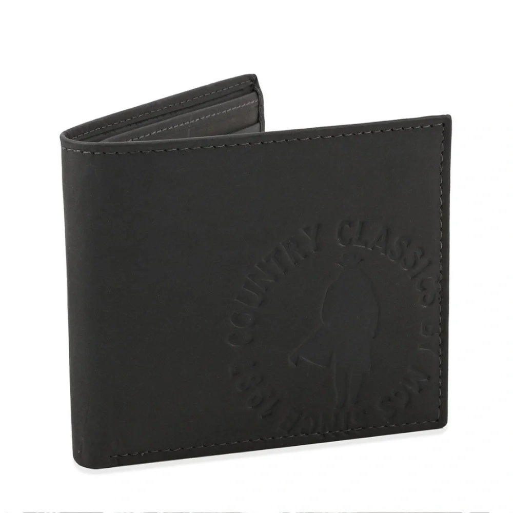 Wallet Genuine Billfold Leather Wallet Matte Dark Grey